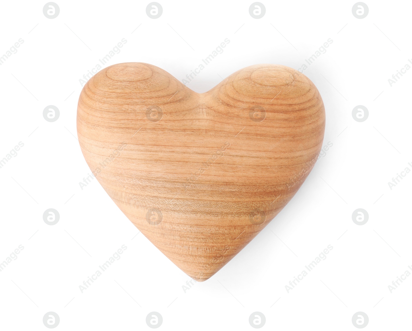 Photo of Wooden heart on white background, top view