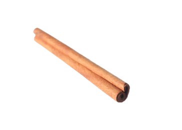 Photo of One aromatic cinnamon stick isolated on white