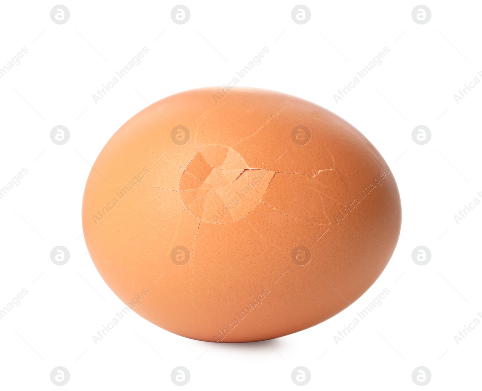 Photo of One cracked chicken egg isolated on white