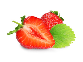 Photo of Fresh ripe red strawberries isolated on white