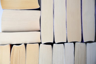 Collection of different books as background, closeup