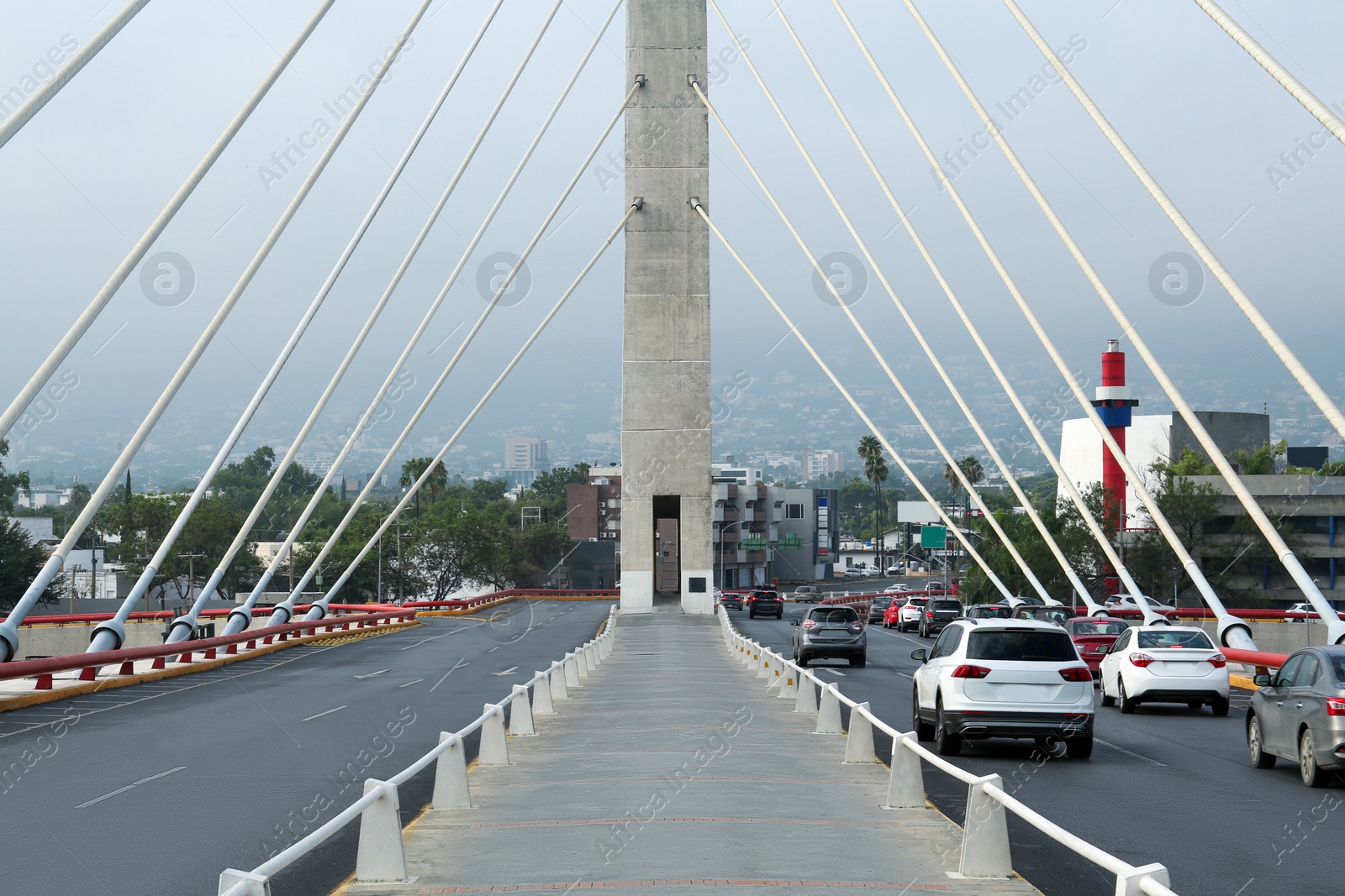 Photo of Beautiful view of modern bridge in city