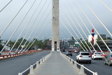 Beautiful view of modern bridge in city