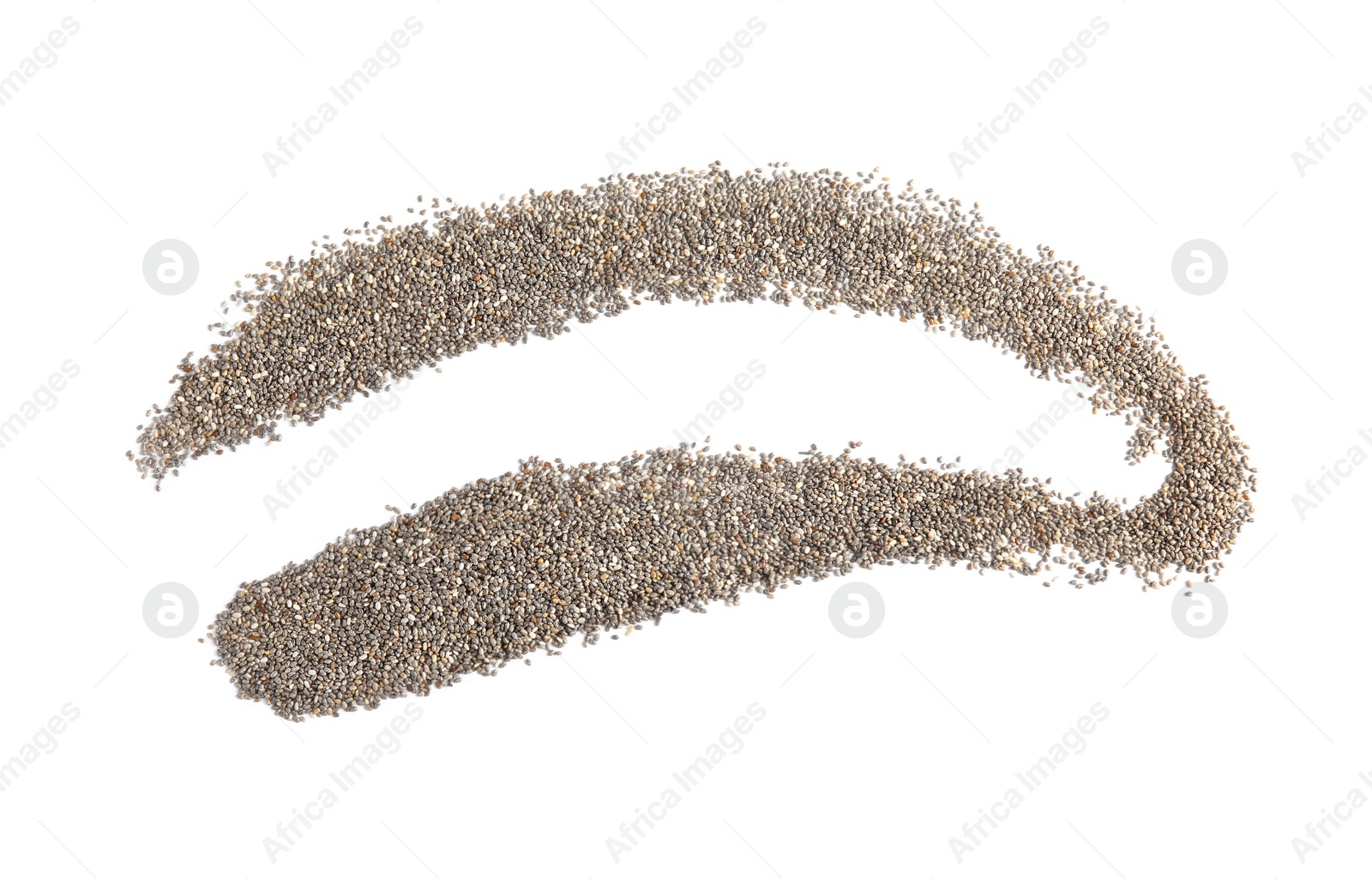 Photo of Frame made of chia seeds on white background, top view with space for text