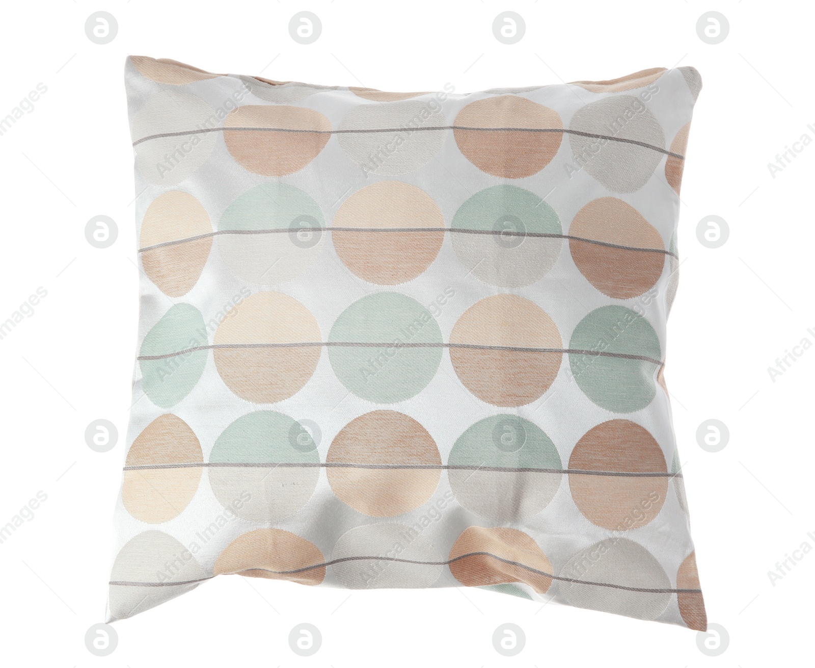 Photo of Soft decorative pillow on white background