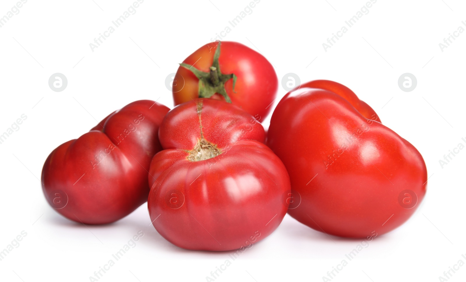 Photo of Fresh ripe red tomatoes on white background