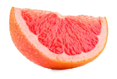 Cut ripe grapefruit isolated on white. Citrus fruit