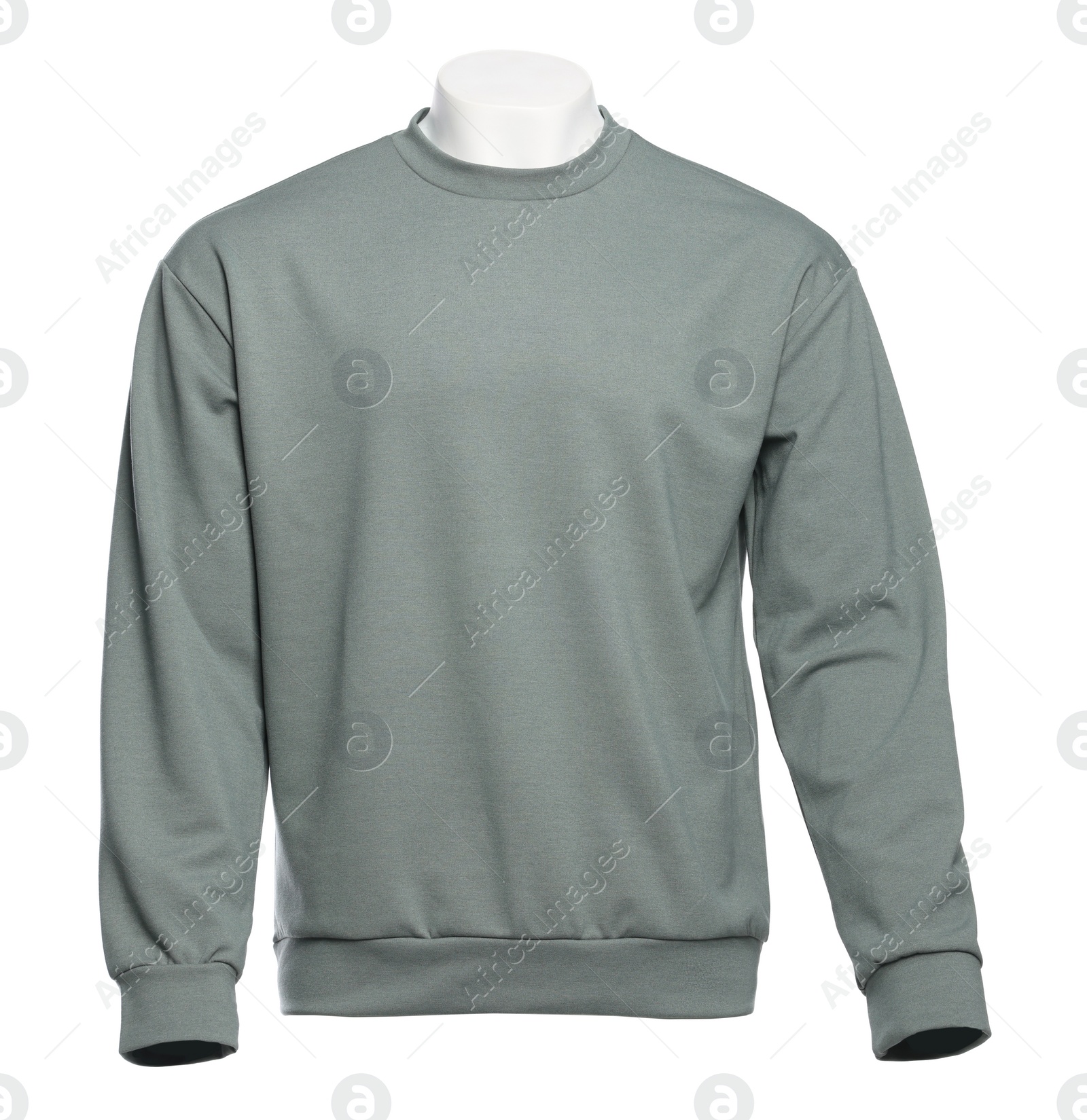 Photo of Stylish grey sweater isolated on white. Men`s clothes