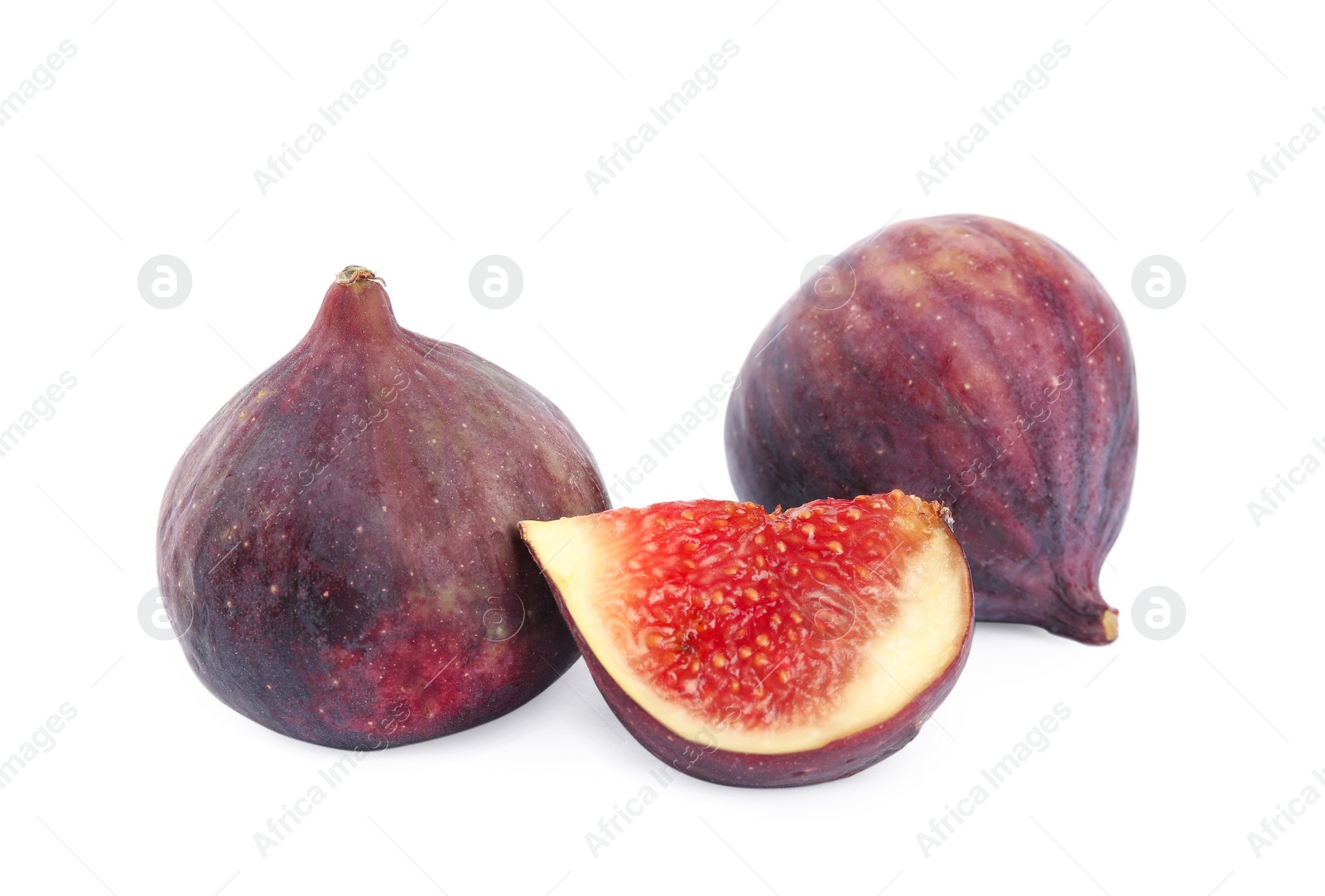 Photo of Tasty fresh fig fruits on white background