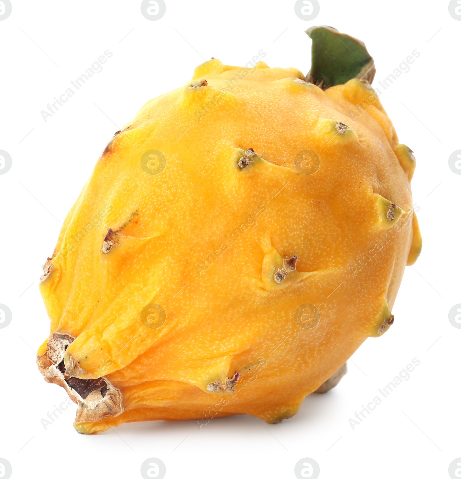 Photo of Delicious yellow dragon fruit (pitahaya) isolated on white