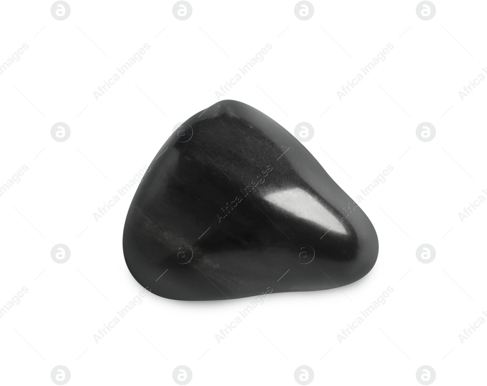 Photo of Black spa stone isolated on white, top view