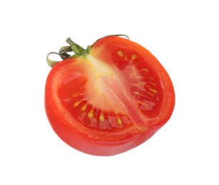 Photo of Half of tasty raw tomato isolated on white