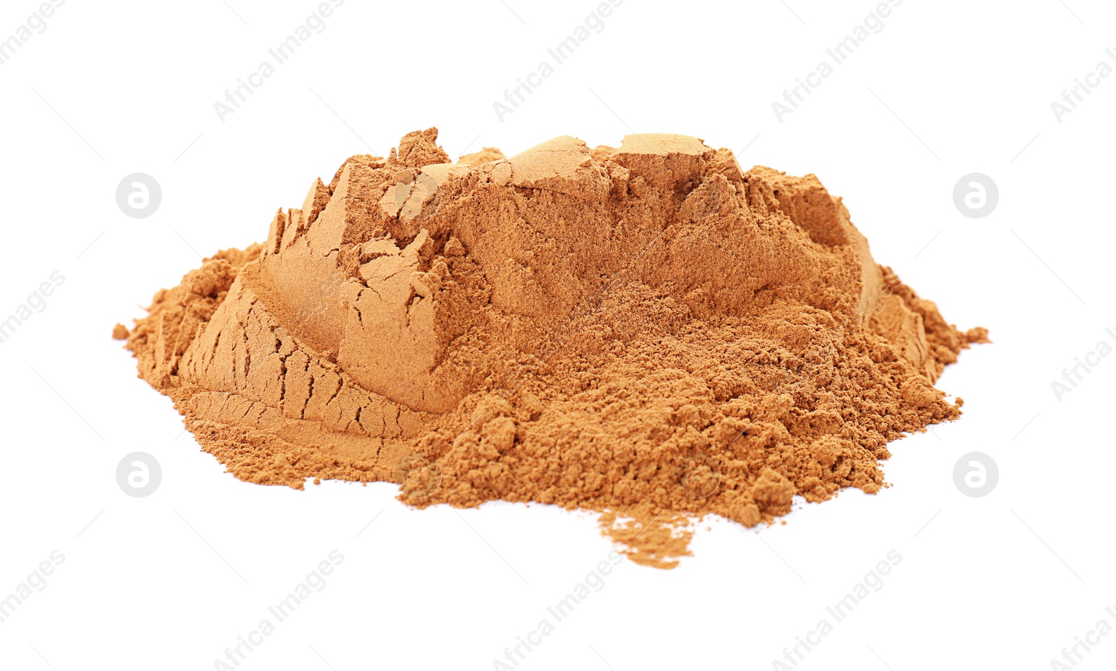 Photo of Aromatic cinnamon powder on white background