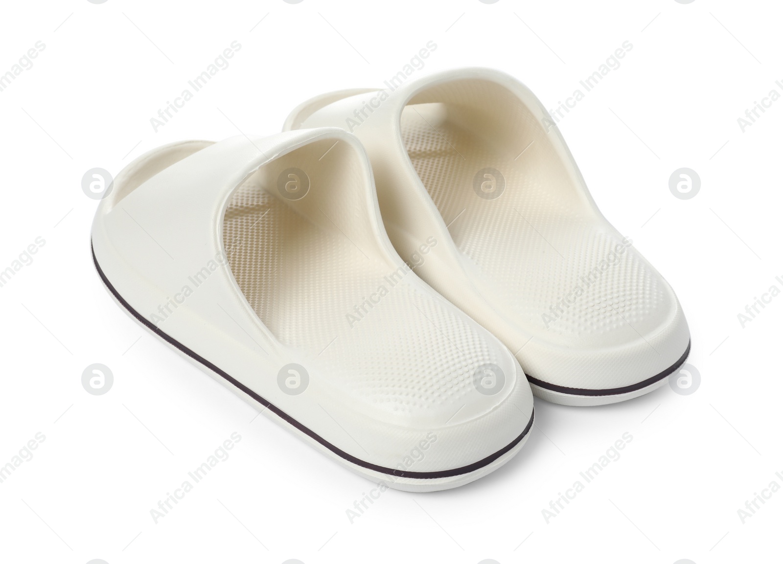 Photo of Pair of rubber slippers isolated on white