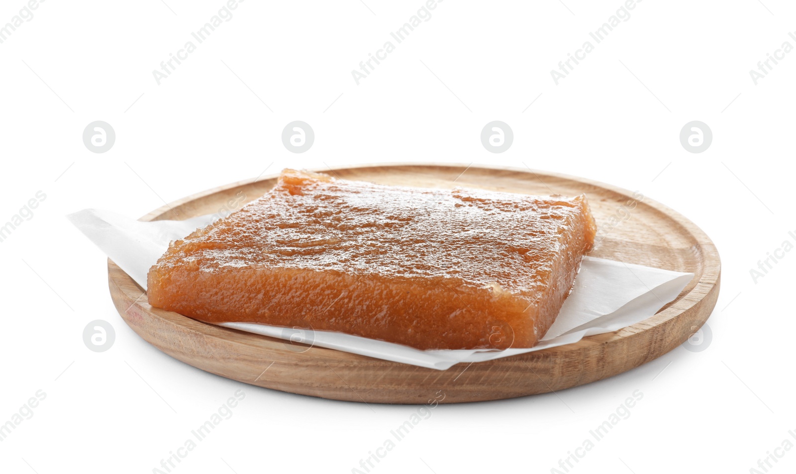 Photo of Delicious sweet quince paste isolated on white