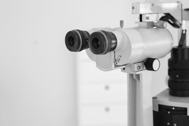 Ophthalmic slit lamp at children's doctor office