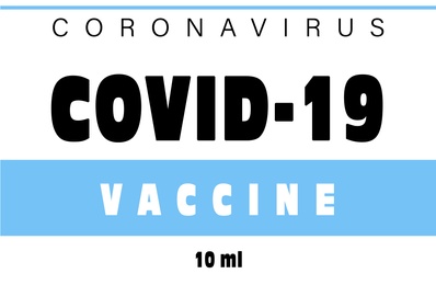 Illustration of Coronavirus vaccine label design on white background. Illustration