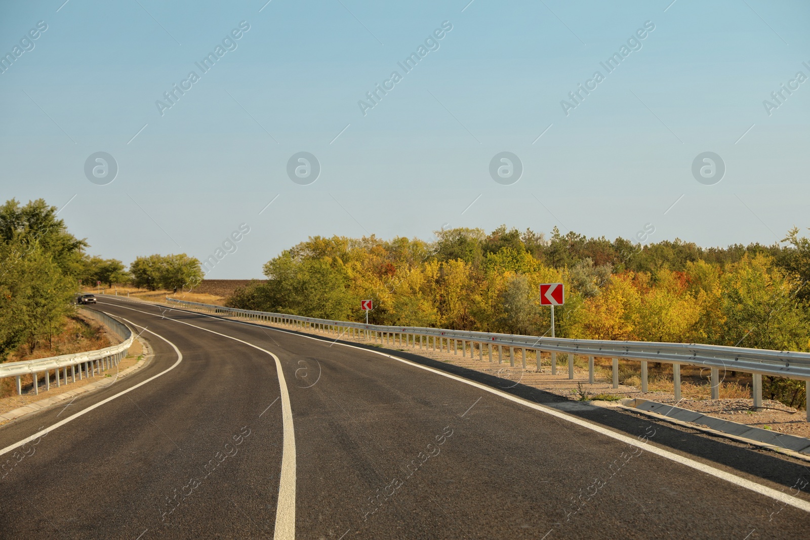 Photo of Beautiful view of empty asphalt highway. Road trip