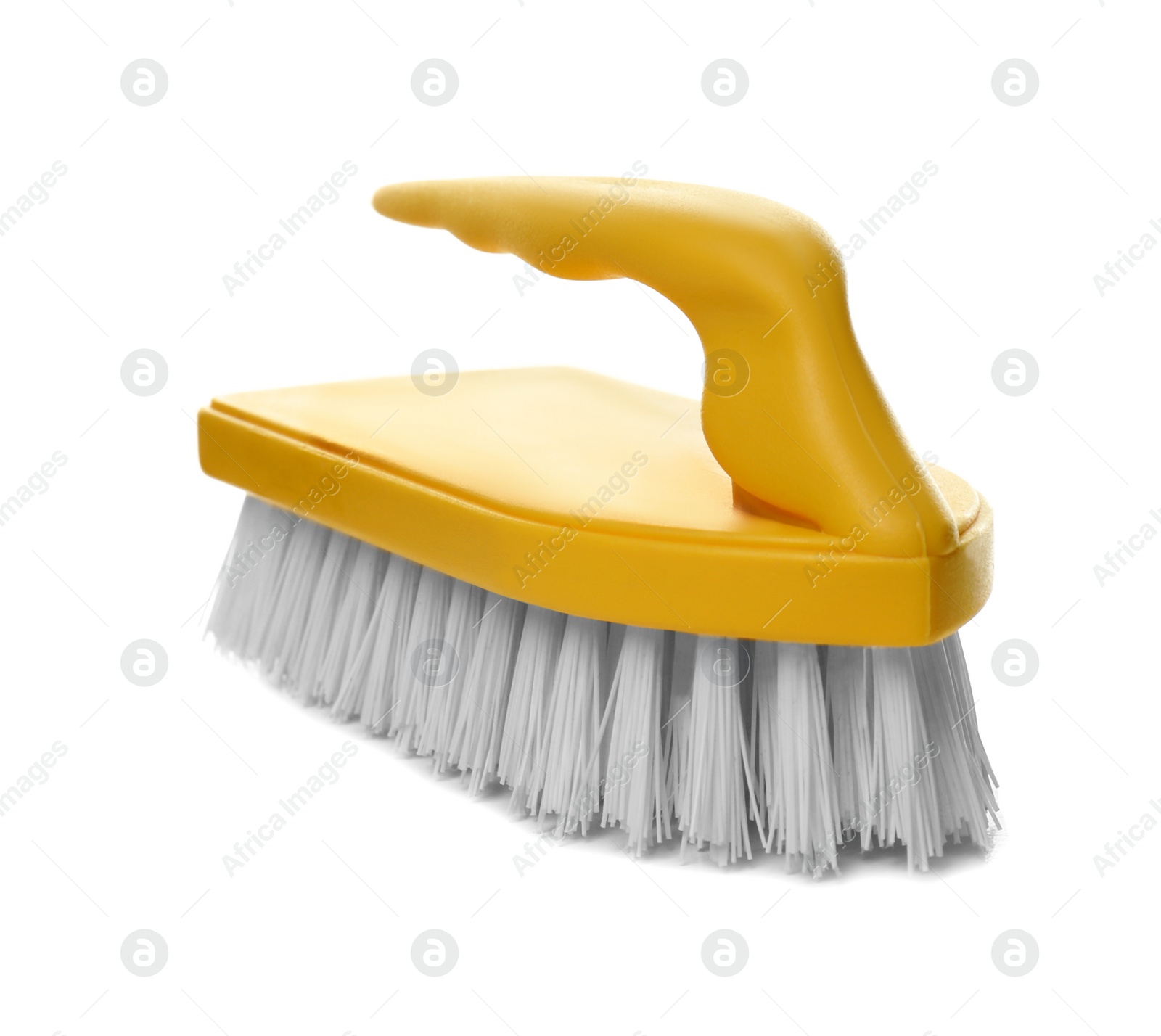 Photo of New brush on white background. Cleaning supplies