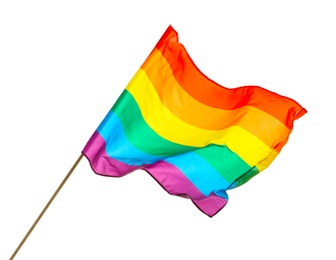 Bright rainbow gay flag on white background. LGBT community