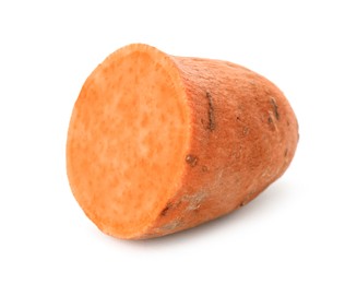 Half of fresh sweet potato isolated on white