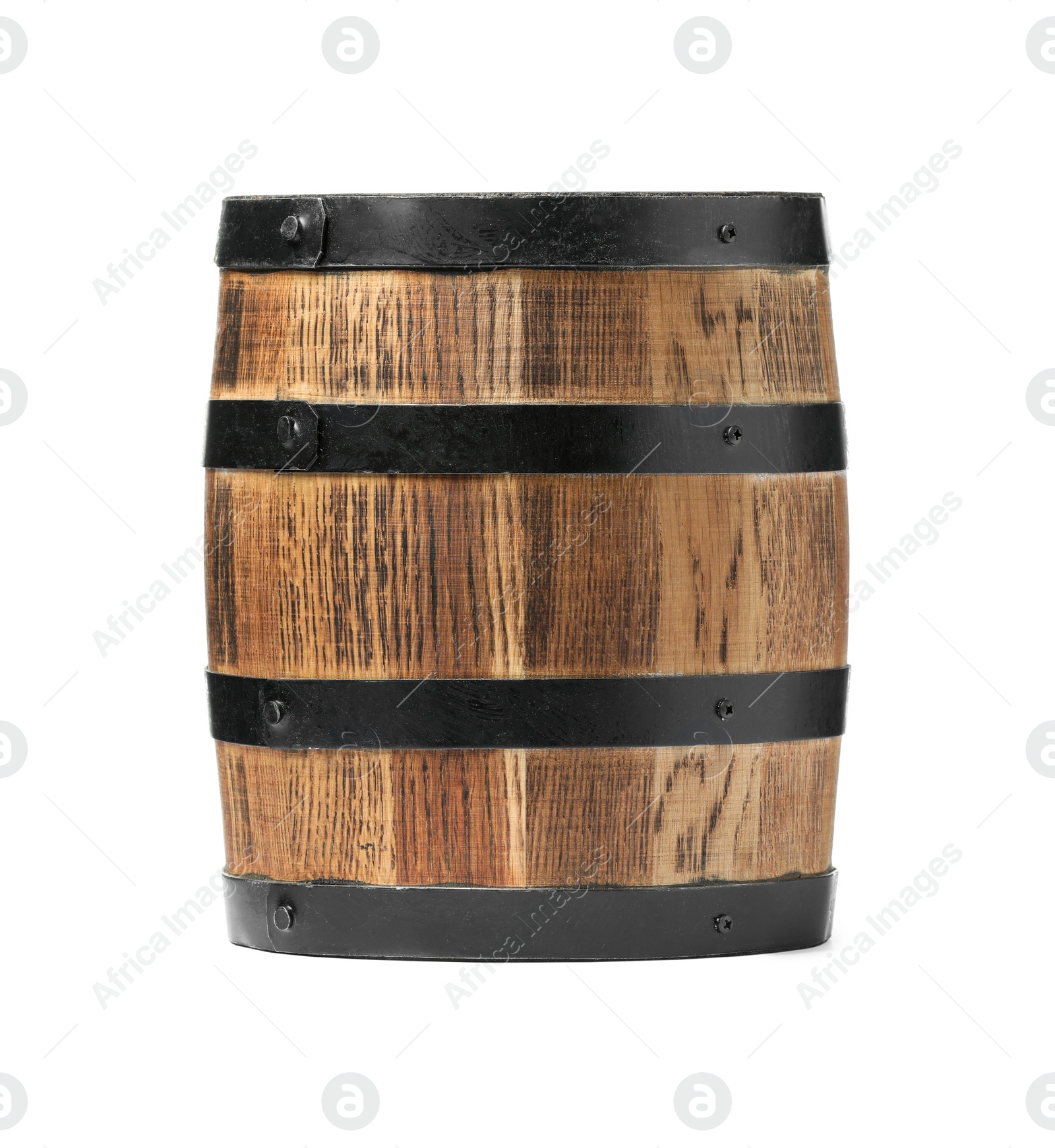 Photo of One traditional wooden barrel isolated on white