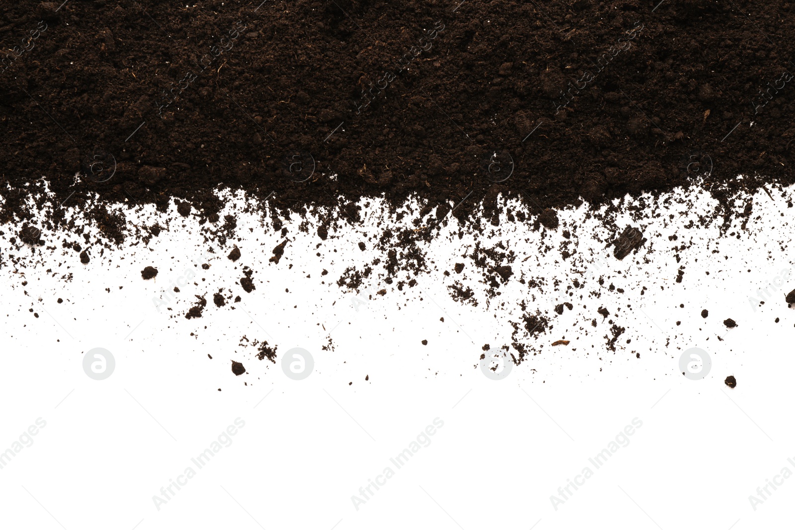 Photo of Pile of soil on white background, top view