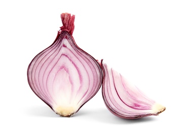 Photo of Ripe red onion on white background