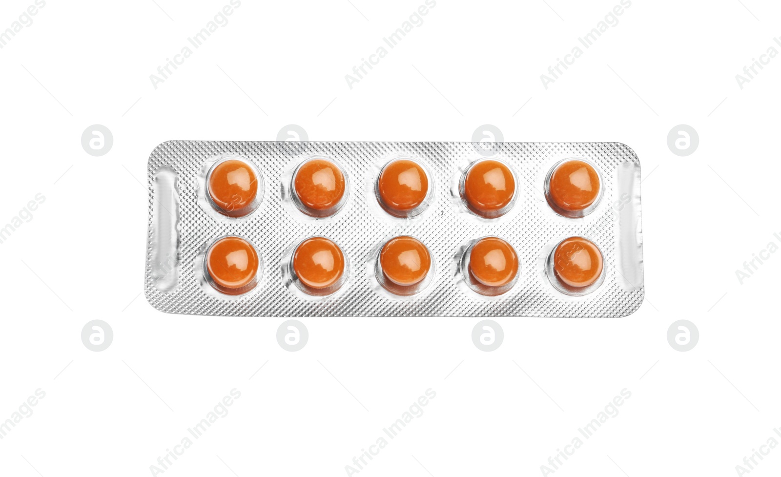 Photo of Pills in blister pack on white background