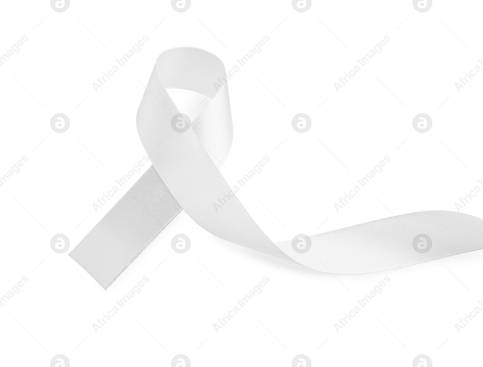 Photo of Awareness ribbon isolated on white, top view