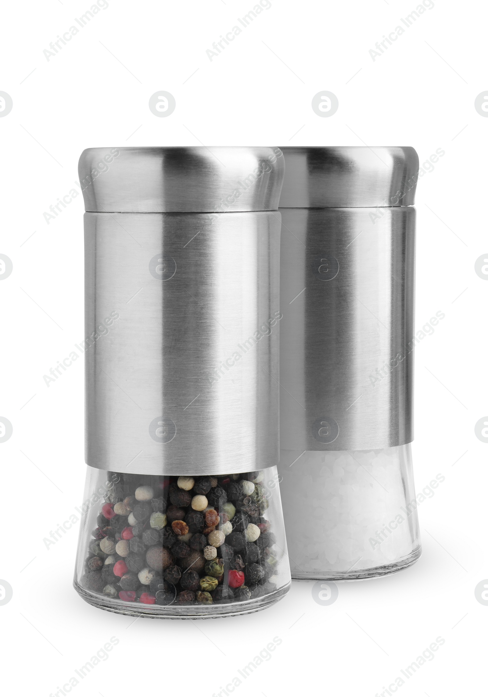 Image of Salt shaker and pepper mill isolated on white