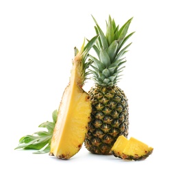 Photo of Fresh pineapples on white background