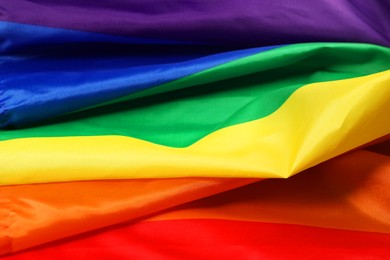 Rainbow LGBT flag as background, closeup view