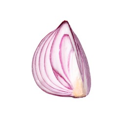Photo of Fresh red ripe cut onion isolated on white