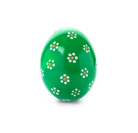 Photo of Decorated Easter egg on white background. Festive tradition