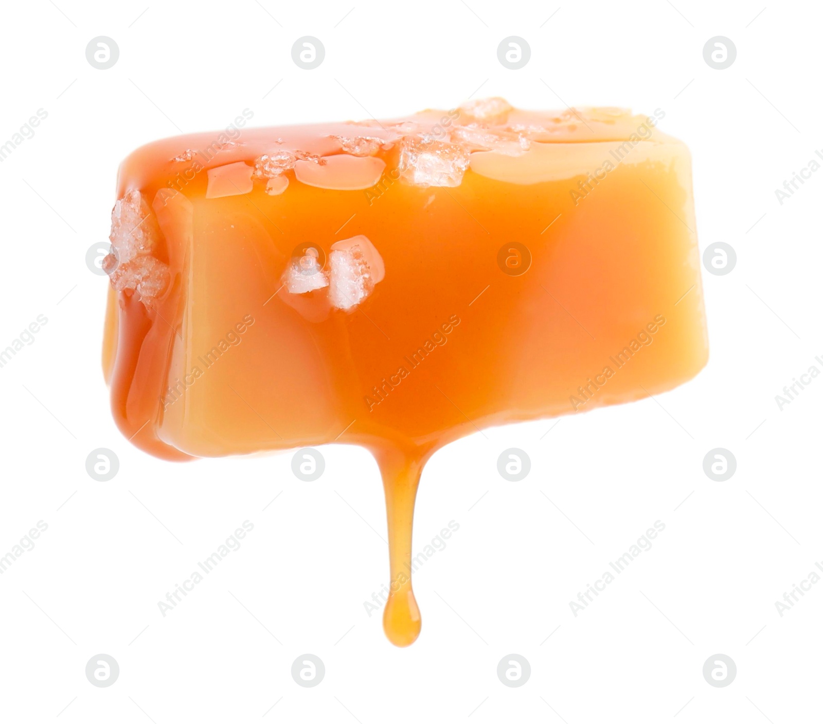 Photo of Yummy candy with salted caramel isolated on white