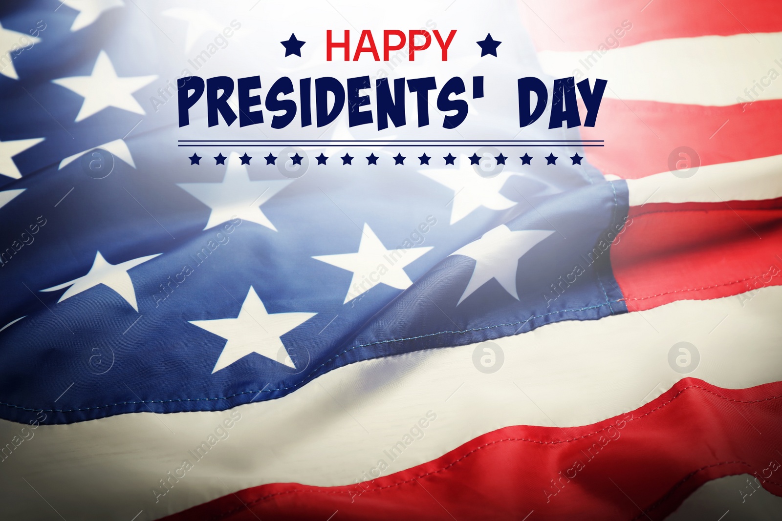 Image of Happy President's Day - federal holiday. American flag as background, closeup view