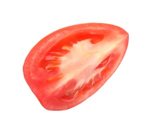 Photo of Piece of red ripe tomato isolated on white