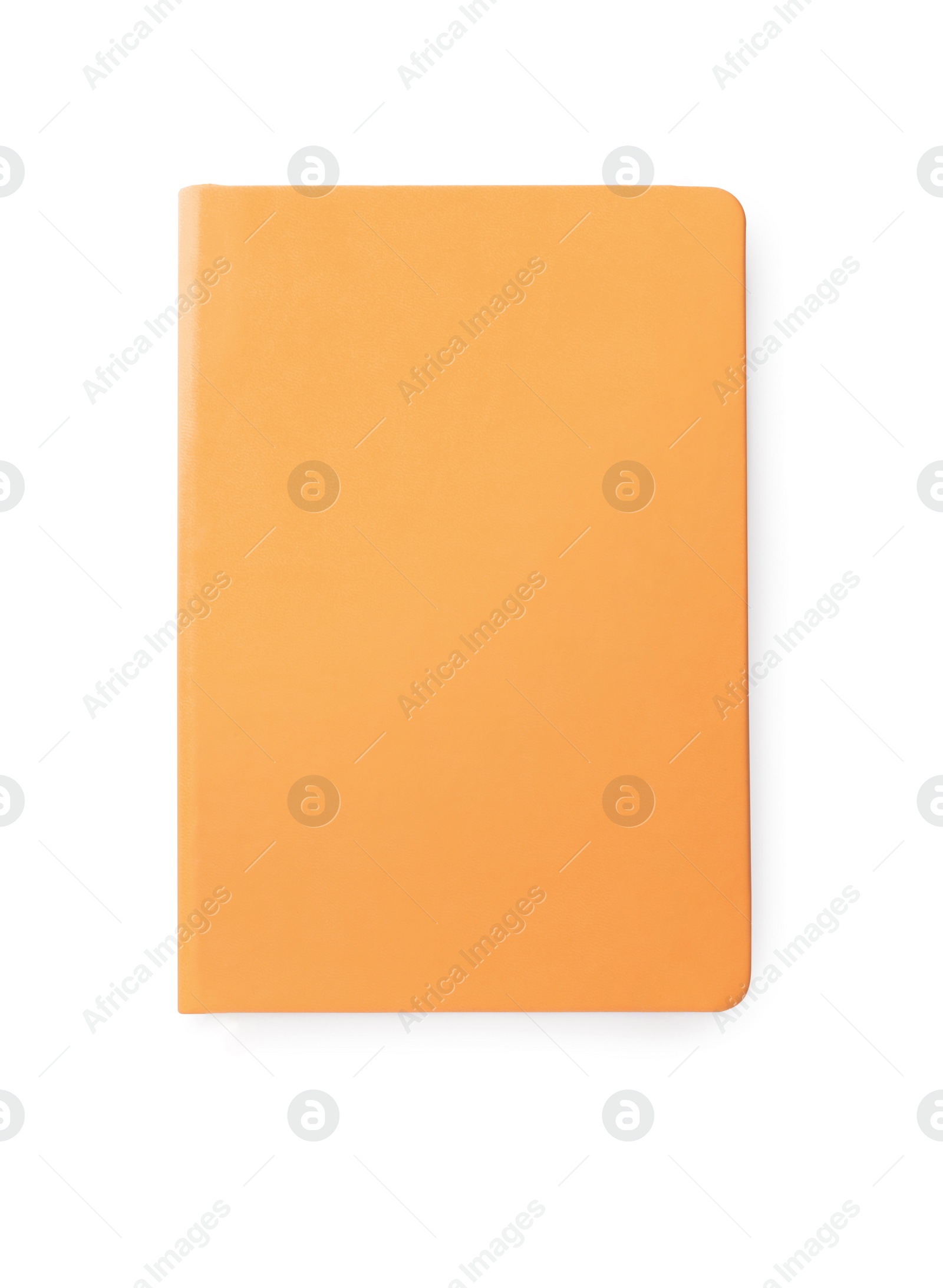 Image of Orange notebook isolated on white, top view