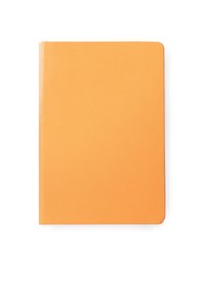 Image of Orange notebook isolated on white, top view