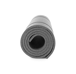 Photo of One grey yoga mat isolated on white