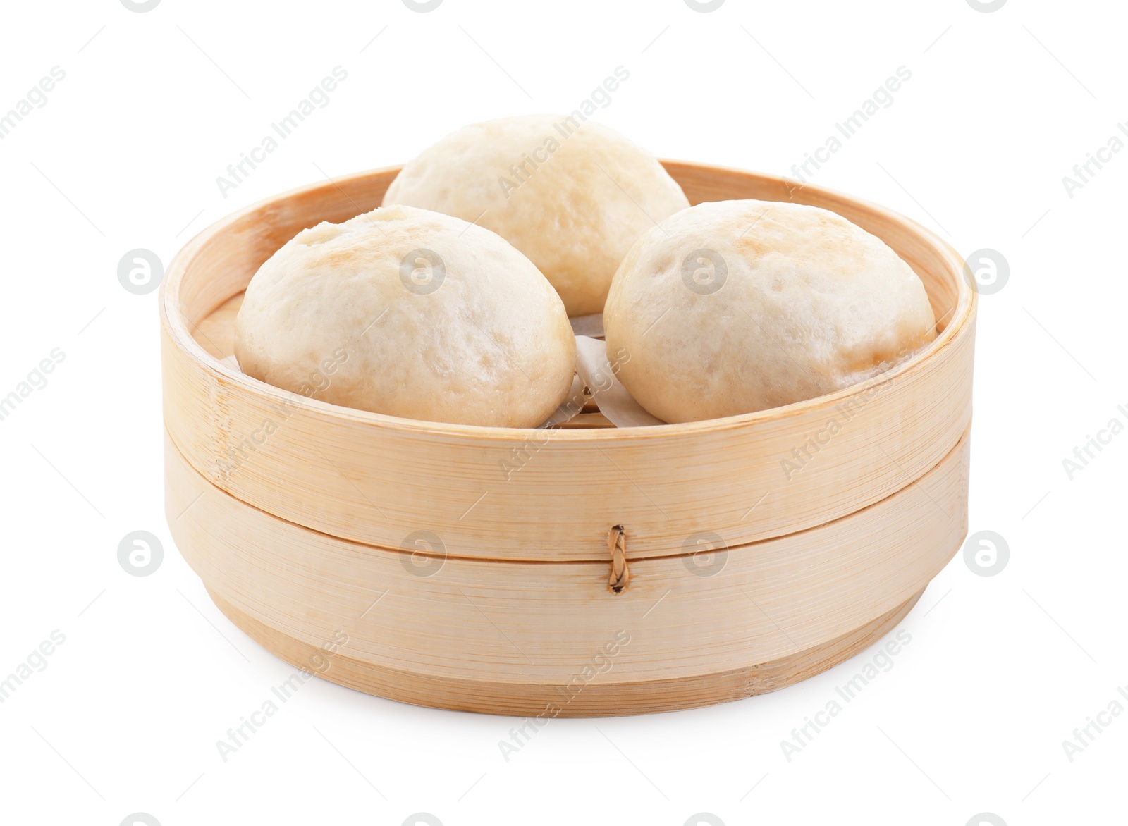 Photo of Delicious chinese steamed buns isolated on white