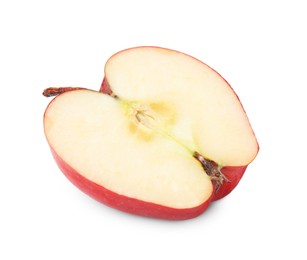 Photo of Half of ripe red apple on white background