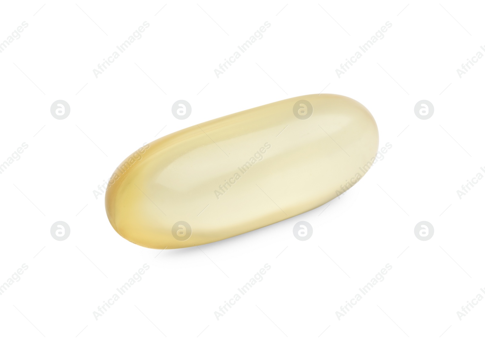 Photo of One pill on white background. Medicinal treatment