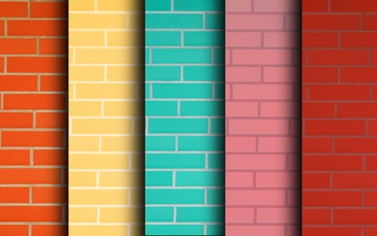 Collage of brick wall textures in different colors