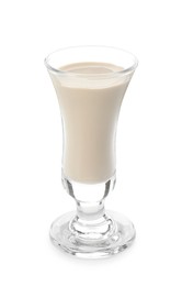 Glass of coffee cream liqueur isolated on white