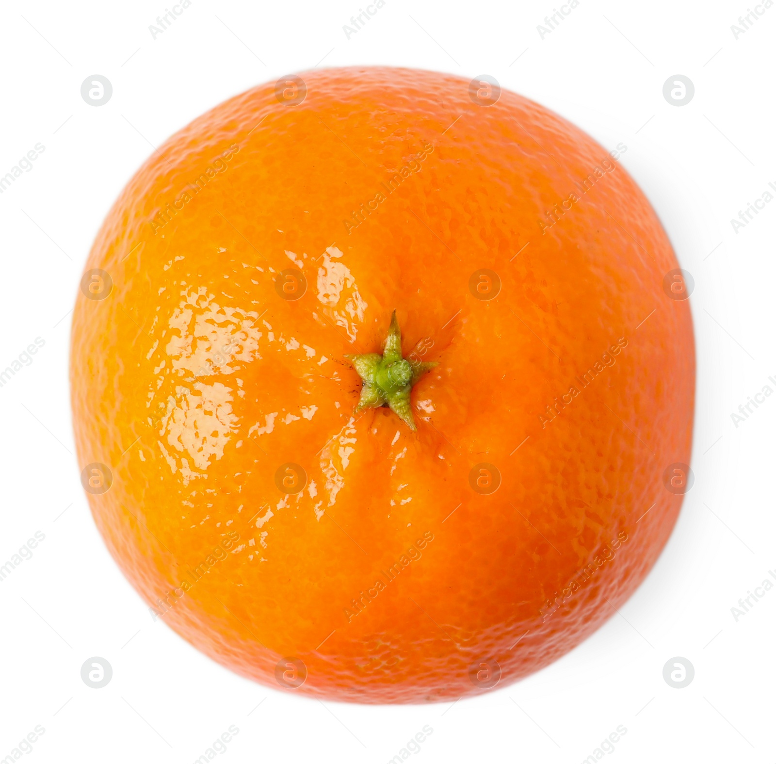 Photo of Fresh ripe tangerine isolated on white, top view