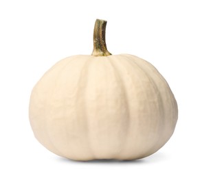 Photo of One ripe beige pumpkin isolated on white