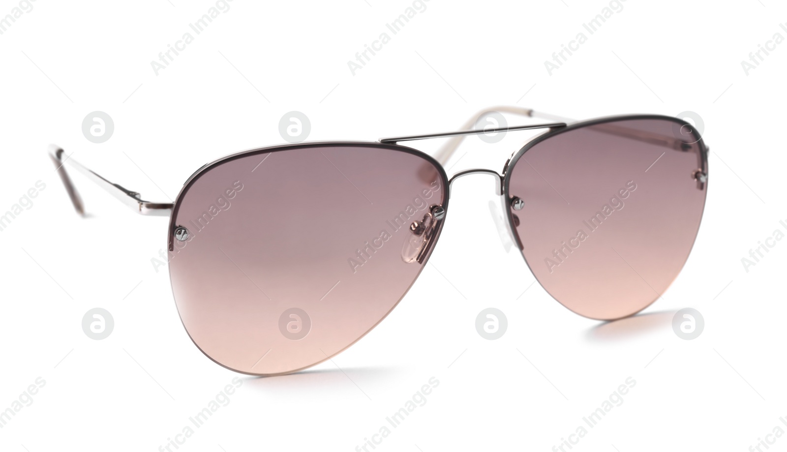 Photo of New stylish aviator sunglasses isolated on white