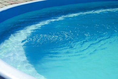 Swimming pool with clean blue water outdoors